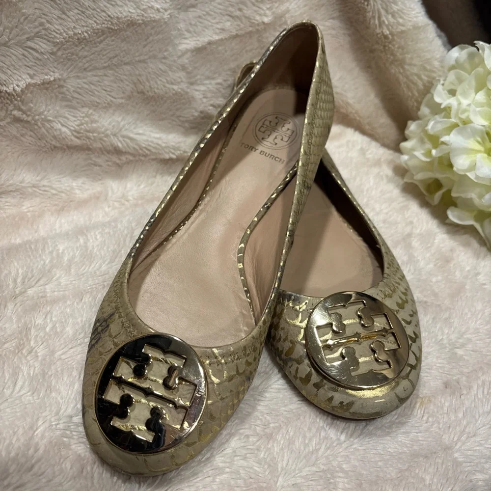 Tory Burch Metallic Gold Loafers size 9